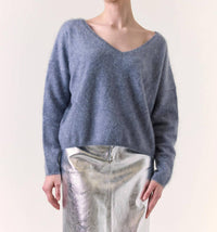 Brodie Cashmere Brushed Rosa Reversible Cashmere Jumper in feather - women's sweater