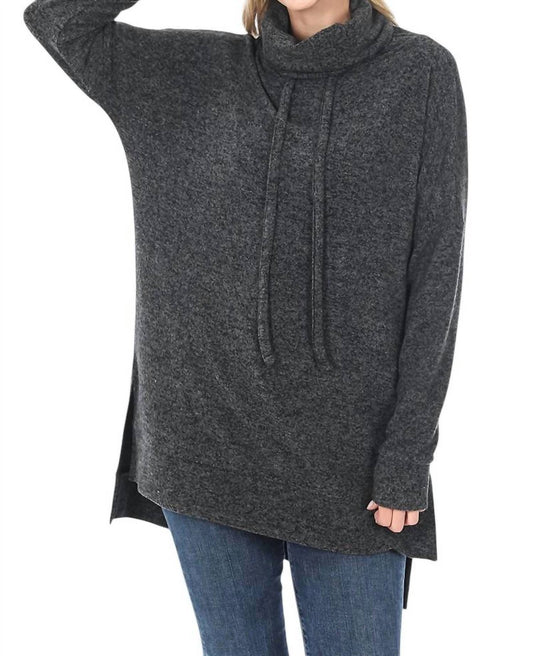 Zenana - Brushed Melange Funnel Neck Sweater