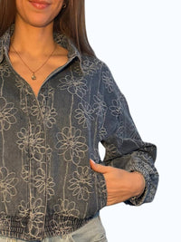 Camellia - Floral Embroidered Denim Jacket