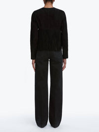 FRAME Saddle Luxe Suede Jacket in black - women's jacket - detail view