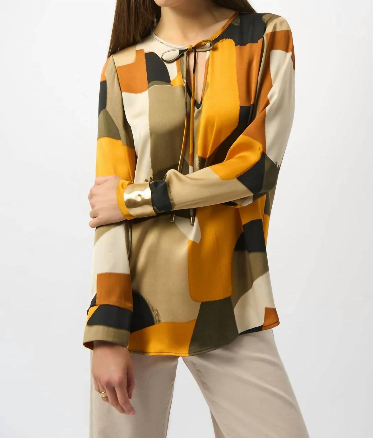 Joseph Ribkoff - Abstract Print Long Sleeves Tunic Top