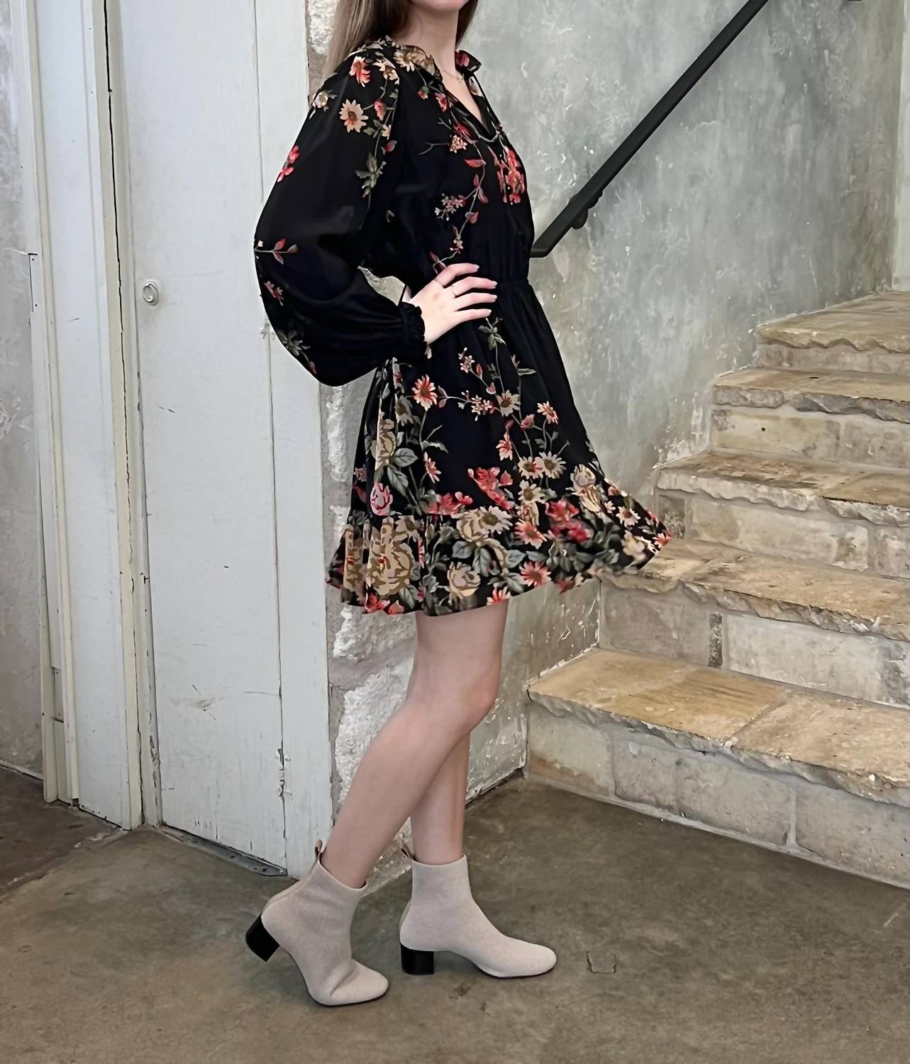 Sea - Jolie Floral Print Long Sleeve Mini Dress