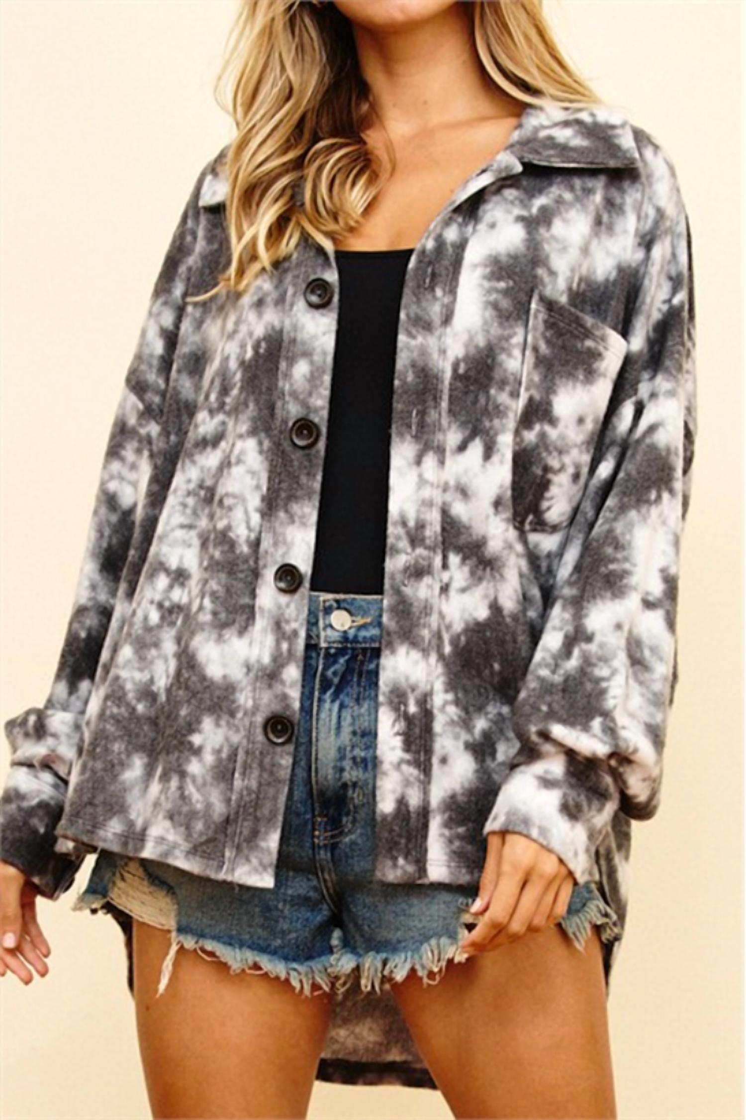 Wholesale Fashion Square - Charcoal Tie Dye Top