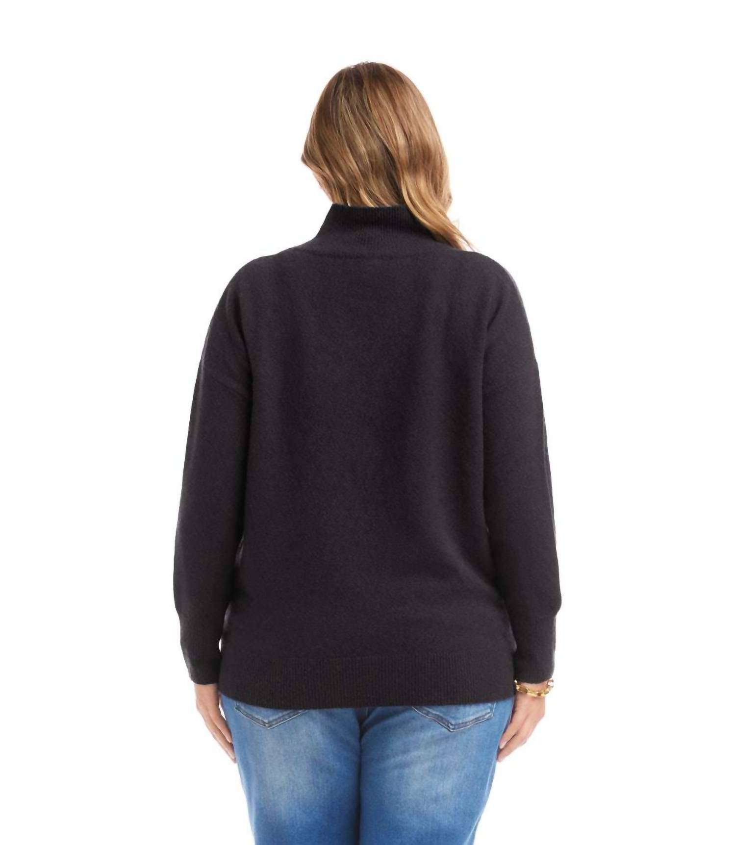 Karen Kane Shawl Collar Sweater - Plus in black - women's sweater - alternate view