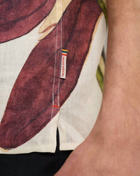 Orlebar Brown Maitan Orchis Linen Shirt in white sand damson - men's shirt - alternate view