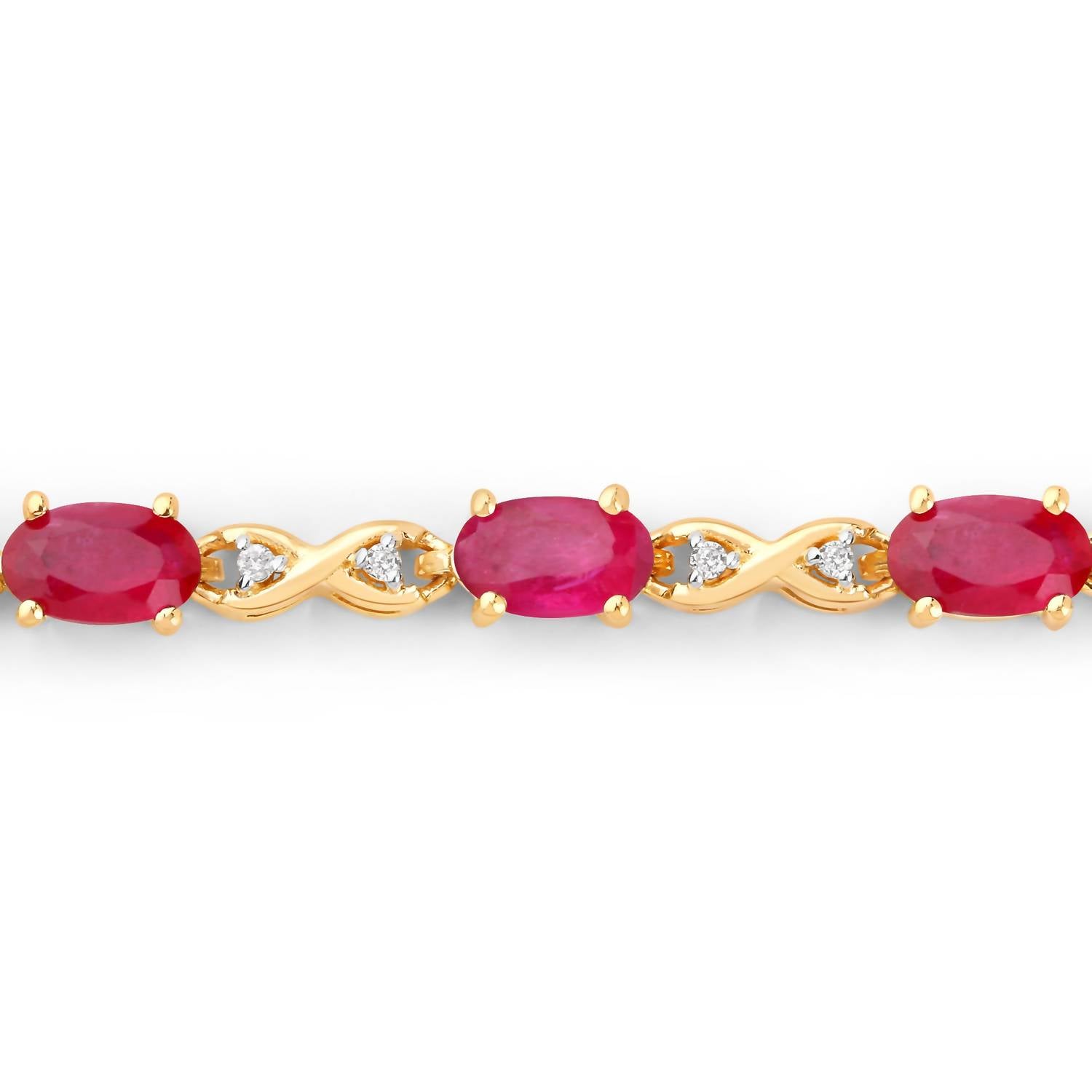 Diana M Jewels Women's Oval Natural Ruby Bracelet (3.63 Ct) - Signature Plus in 14k yellow gold - women's jewelry - detail view