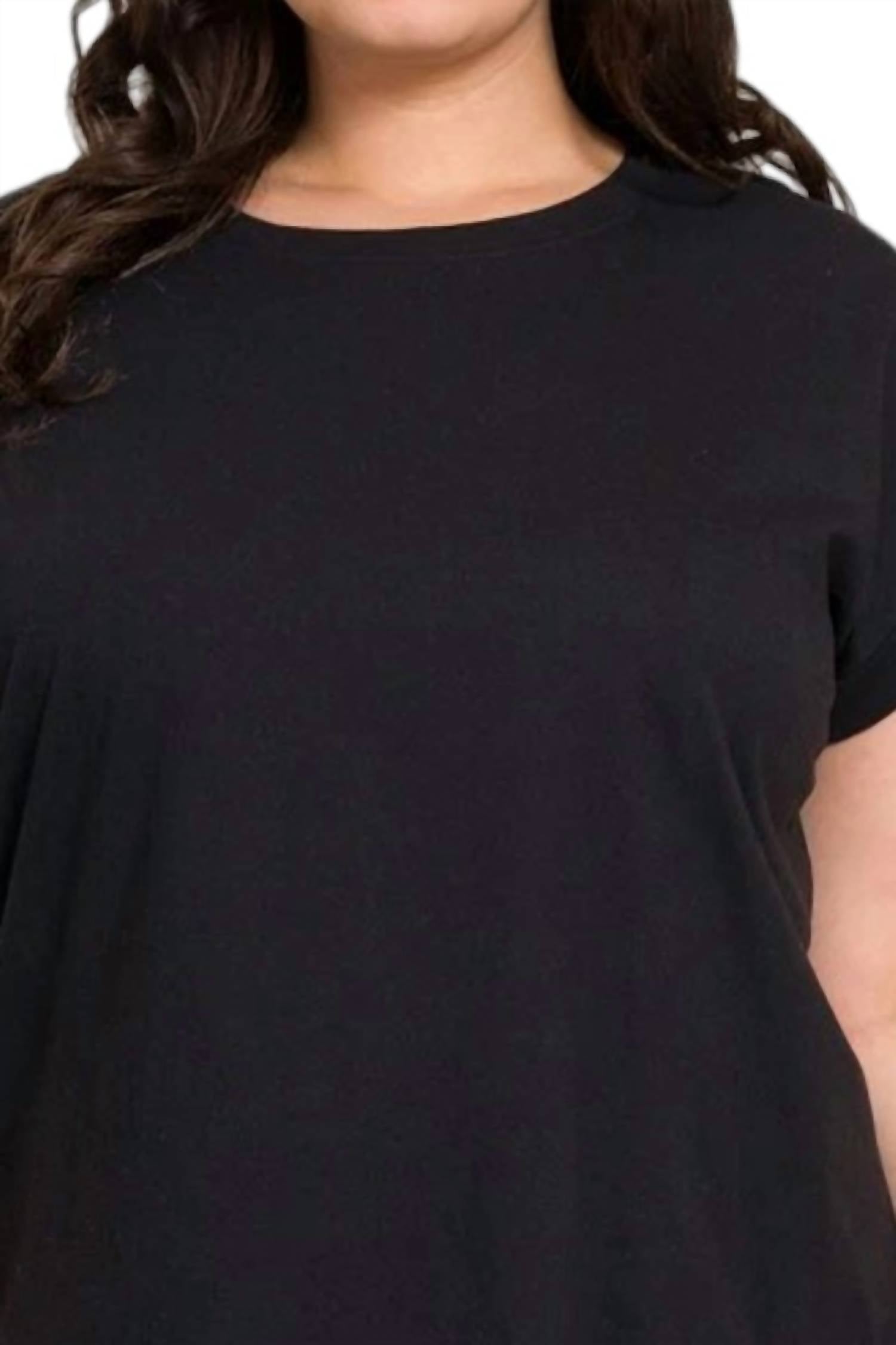 Zenana - Round Neck Folded Short Sleeve T-shirt