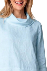 Habitat - Linen Solid Overlay Flounce Cowl Neck Top