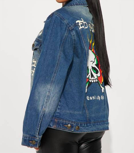 Ed Hardy - Flame Skull Denim Jacket