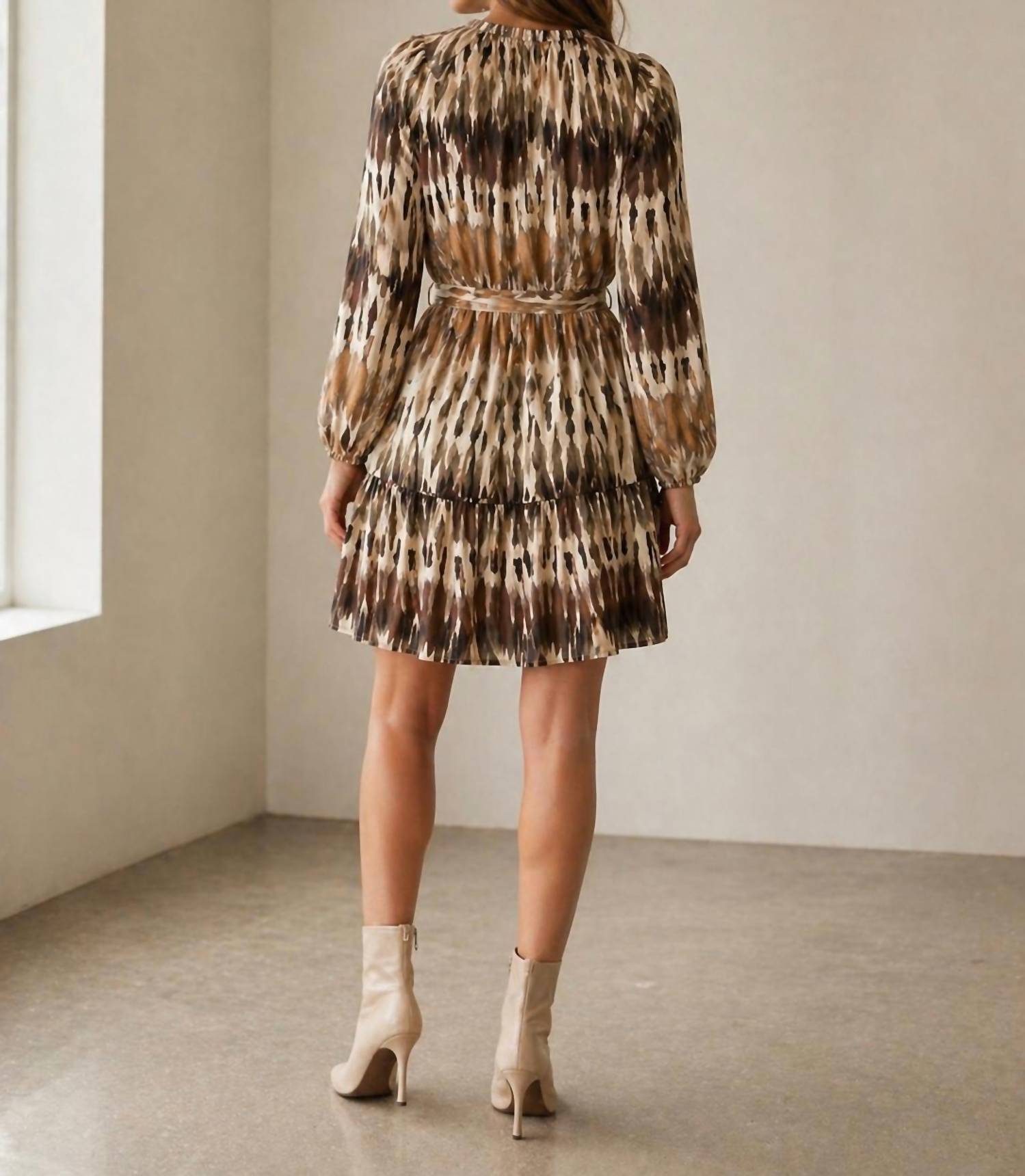 Jade Long sleeve dress in desert mirage - women's dress - detail view