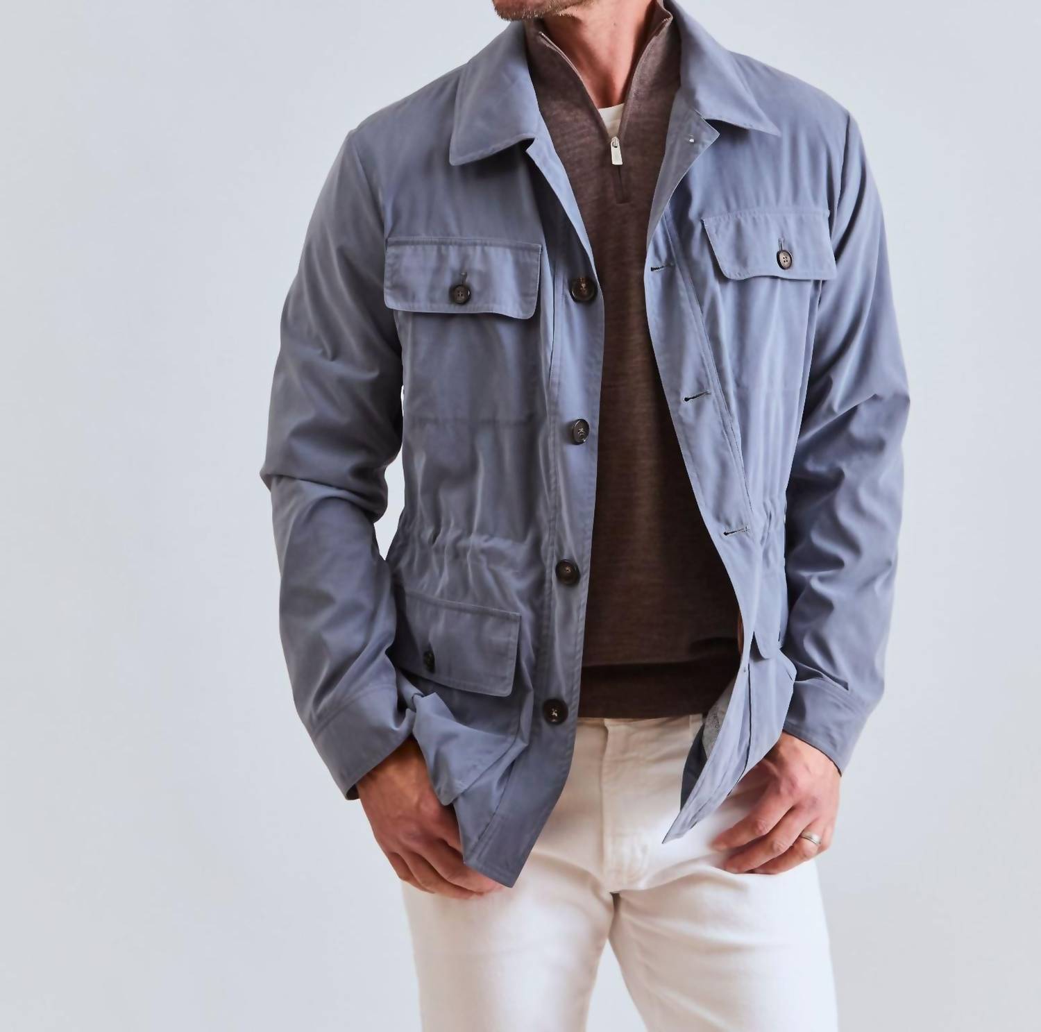 Manto Italia All Weather Safari Jacket in dusty blue - men's jacket