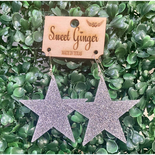 Sweet Ginger - Women's Glitter Star Dallas Cowboy Inspired Earrings
