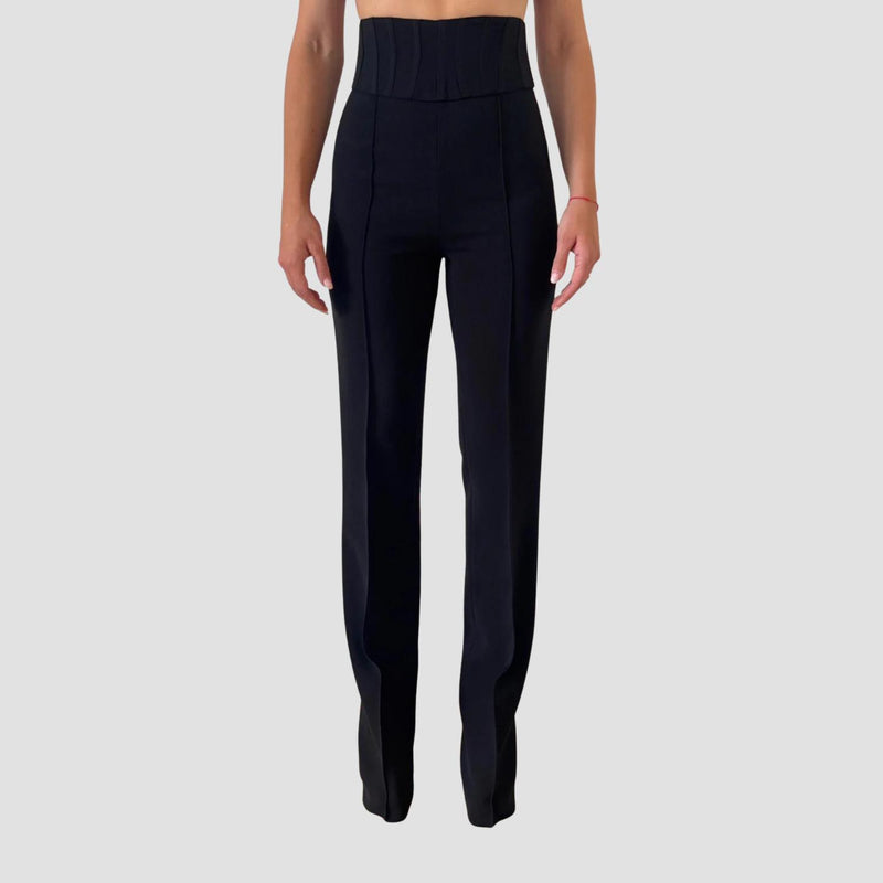 Elif Paris Straight Fit Trousers in black - women's pants