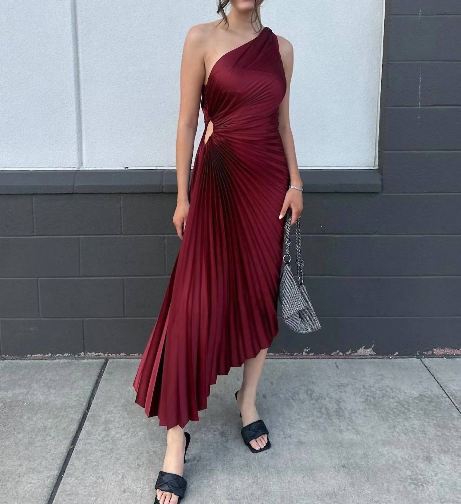 Dress Forum - Olympia Asymmetrical Pleated Maxi Dress