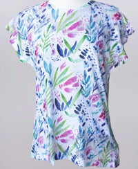 Keren Hart - Women's Short Sleeve Floral Print Top