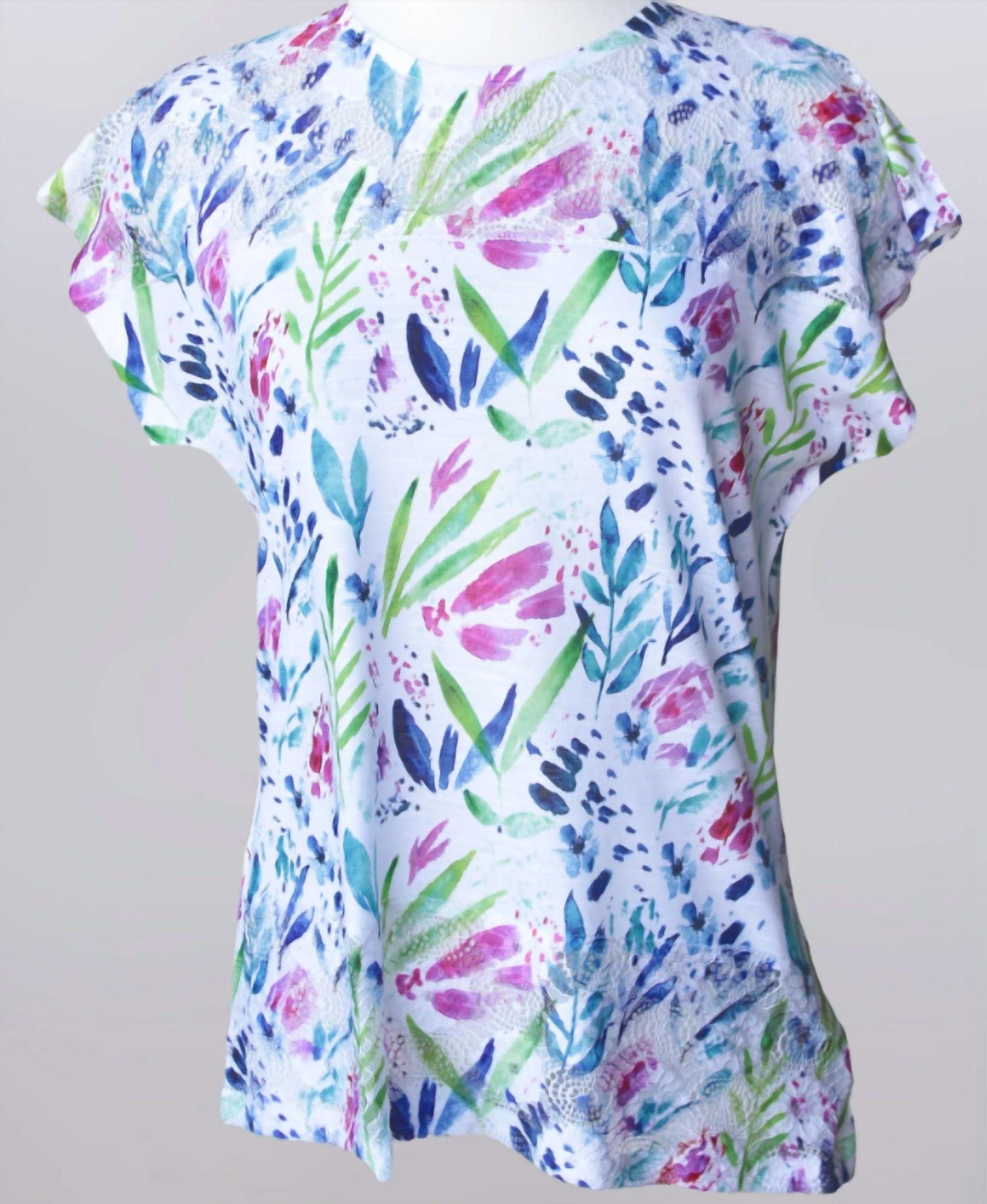 Keren Hart - Women's Short Sleeve Floral Print Top