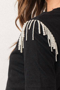 Papermoon - Pearl Fringe Detailed Crop Top