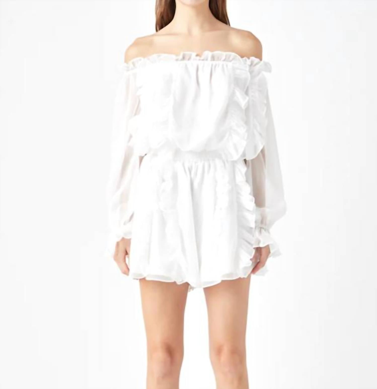 Endless Rose - Off the Shoulder Ruffled Romper