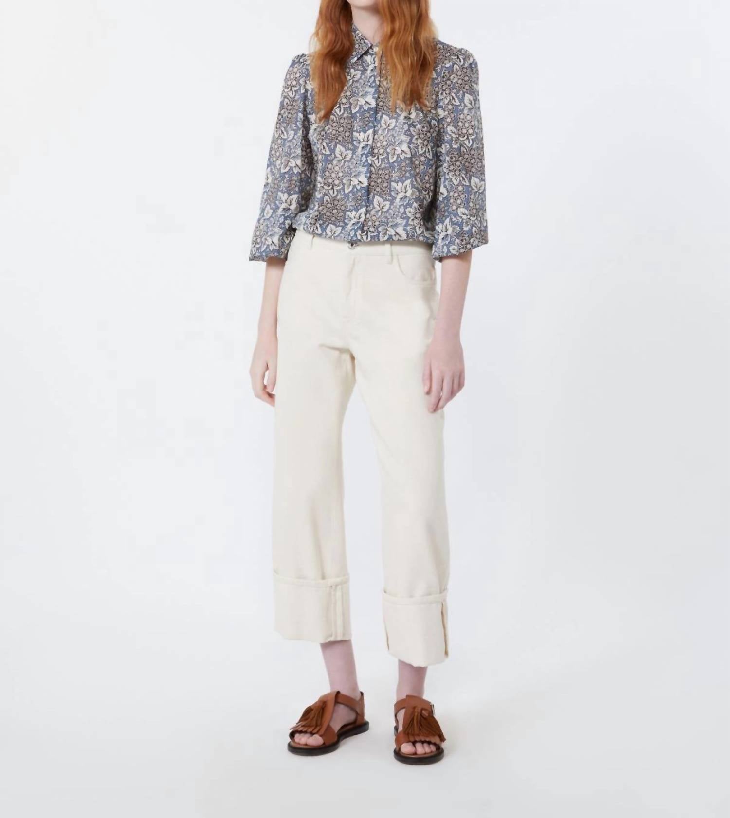 Weekend Max Mara Printed cotton voile shirt in navy - women's blouse