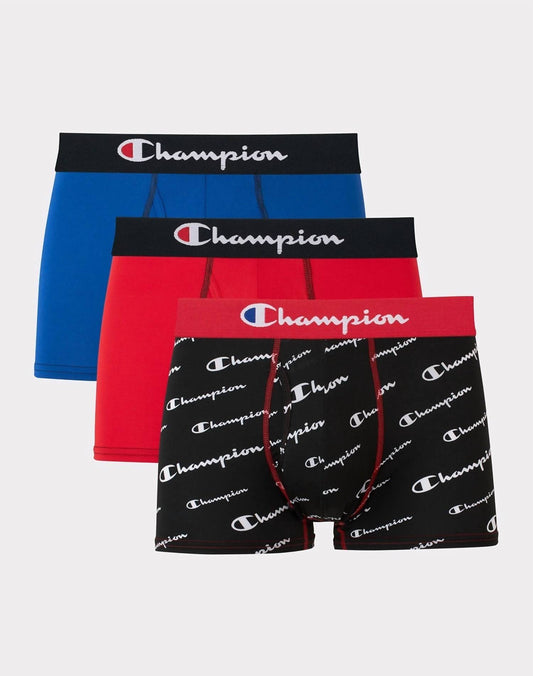 Champion - Men's 3-Pack Moisture Wicking Lightweight Stretch Trunks