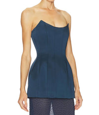 REBECCA VALLANCE Elivera Corset Top in navy - women's blouse - detail view