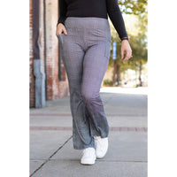 Julia Rose Felicity Plaid Bootcut Leggings - 30" in grey - women's pants