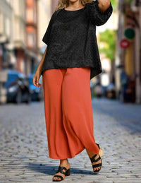 Umgee - Satin Rhinestone Embellished Blouse With Puff Sleeves