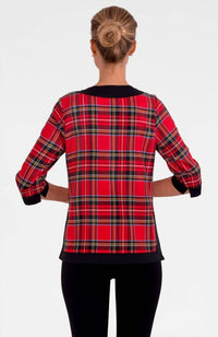 GRETCHEN SCOTT Split Neck Tunic Top in red multi - women's shirt - alternate view