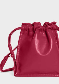 Lemiz - Women's Mini Bowie Drawstring Crossbody Leather Bag