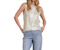 Elan - Metallic Crewneck Sleeveless Sweater