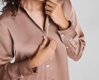 Spanx Better Than Silk Blouse in cafe au late - women's blouse - alternate view