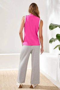 Tribal - Sleeveless Techno Top With Zip-up High Neck