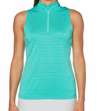 Pga Tour - Women's Striped Quarter Zip Polo