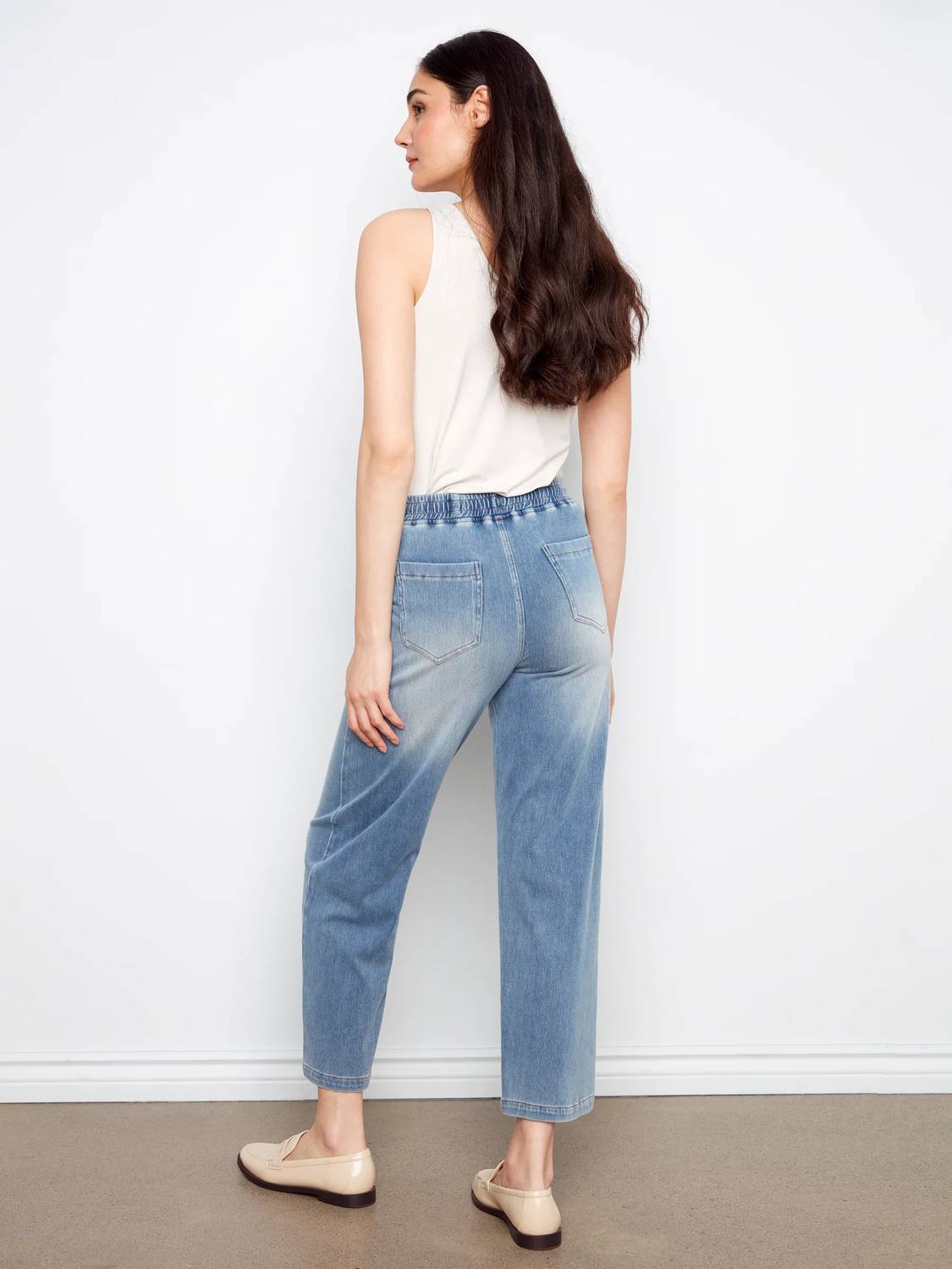 Charlie B - Knit Denim Wide Leg Jogger Pants