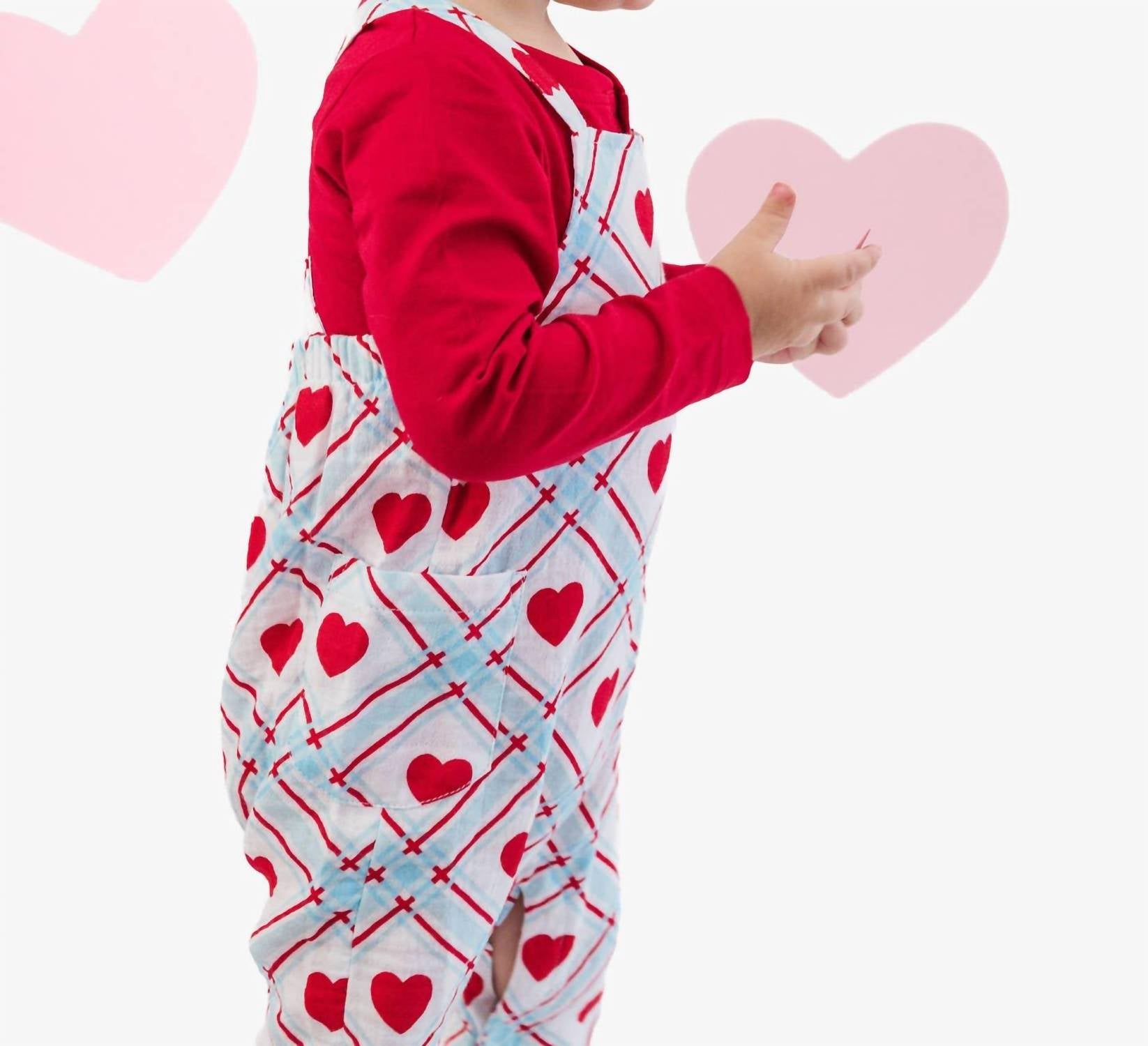 RuffleButts Baby Boy's Sweetheart Gauze Overall Jumpsuit in blue red - kids' item - view 6