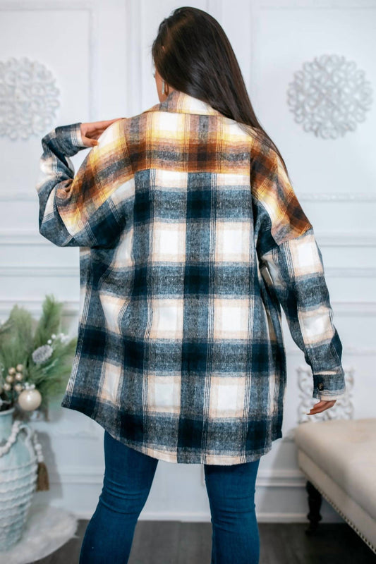 Surelymine - Warmest Walk Oversized Plaid Shacket