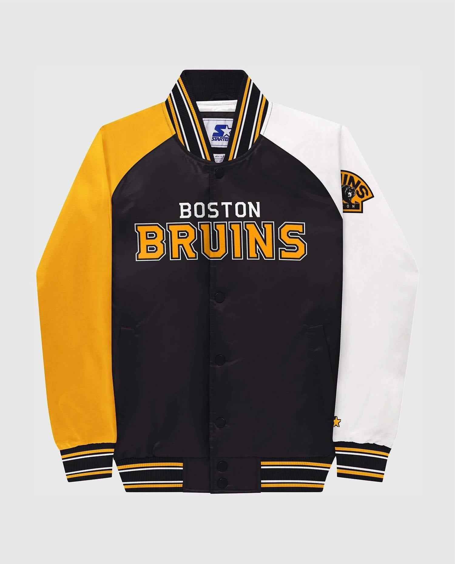 Starter - Youth Boston Bruins Varsity Satin Full-Snap Starter Jacket