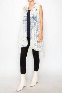 Origami - Faux Suede Vest with Lace Layer