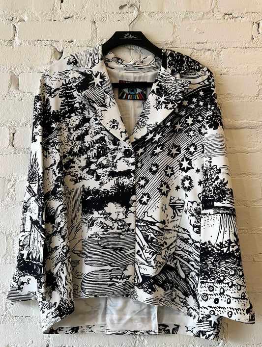 Libertine - Women's Modern Toile Pleated Jacket