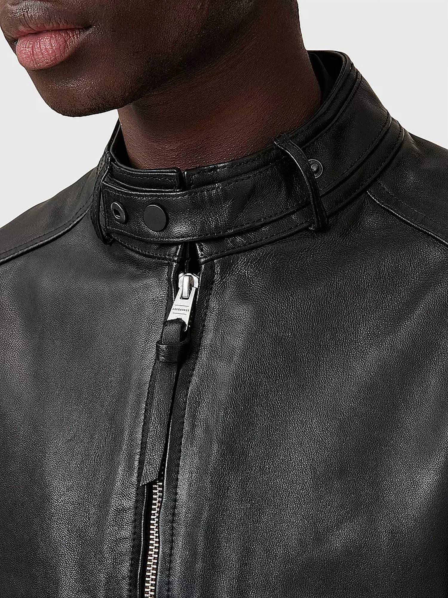 Allsaints - Cora Leather Snap Back Collar Jacket