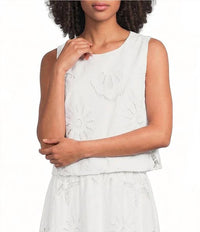 Skies Are Blue - Eyelet Lace Top And Midi Skirt Set