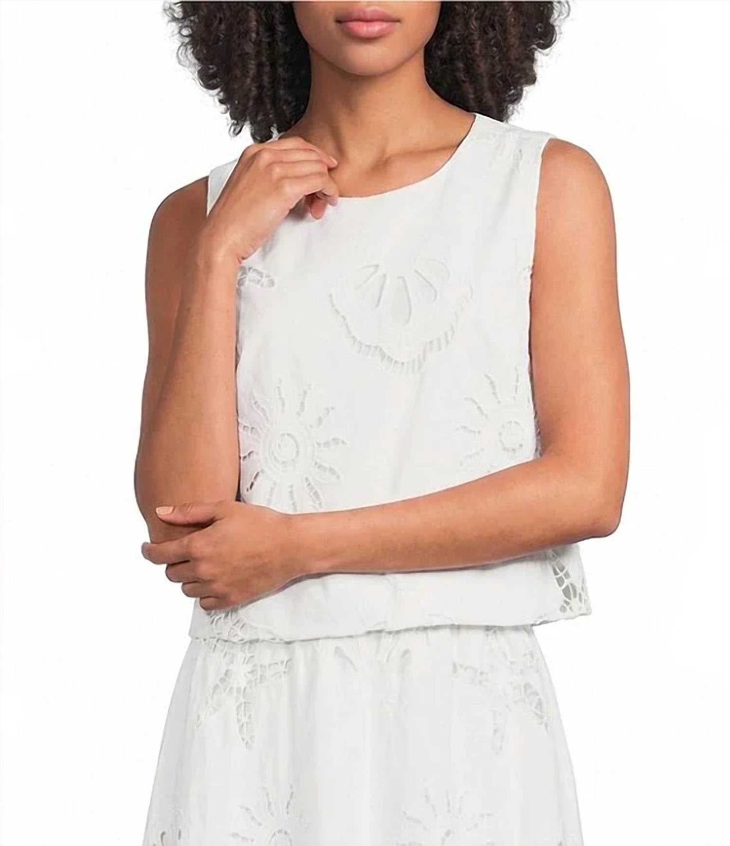 Skies Are Blue - Eyelet Lace Top And Midi Skirt Set