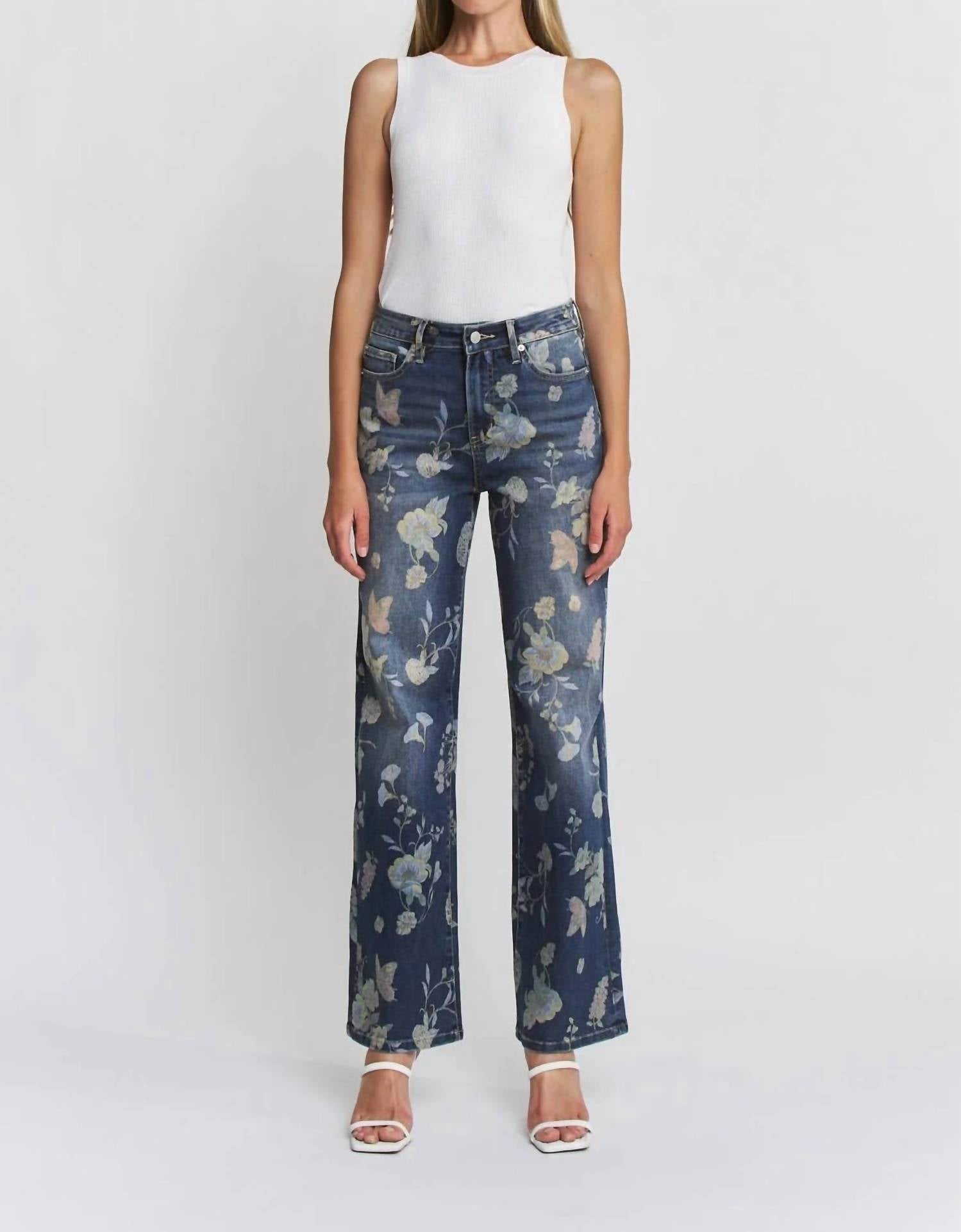 Mica Denim - Midnight Bloom Wide Leg Jeans