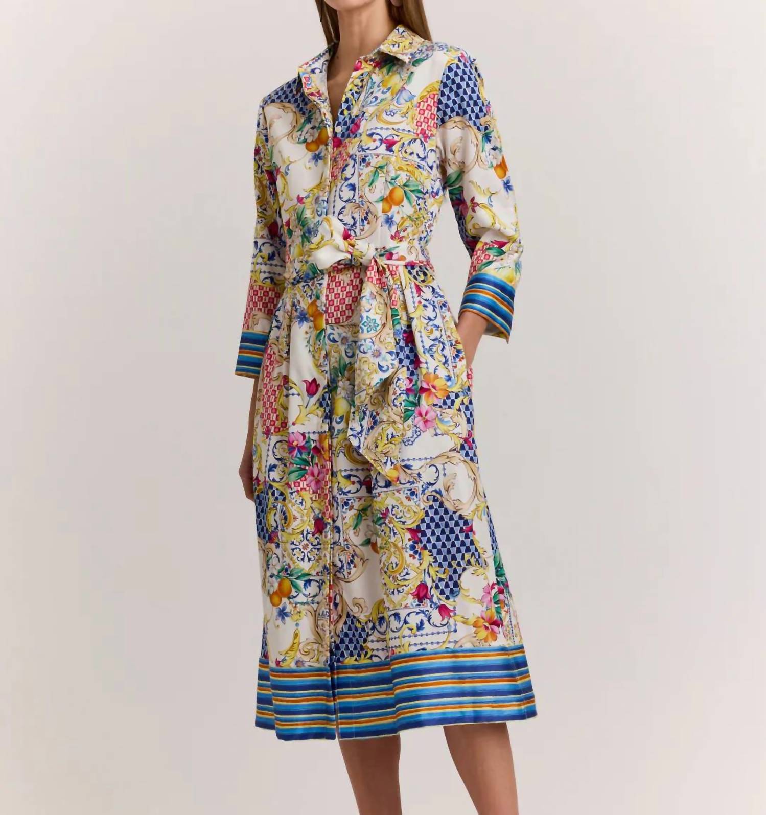 Hinson Wu - Robin 3/4 Sleeve Amalfi Print Dress