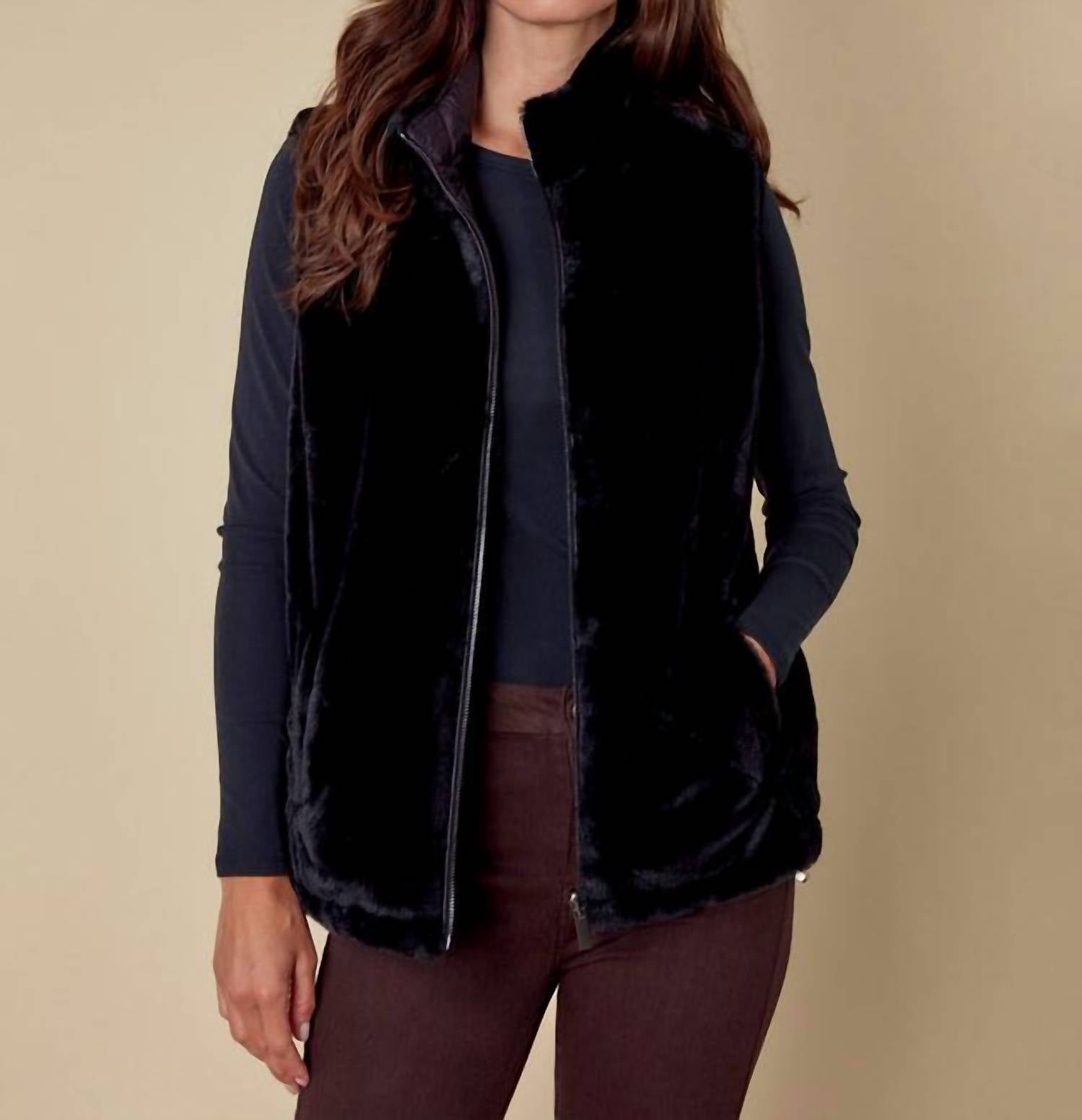 Charlie B - Printed Reversible Faux Fur Vest