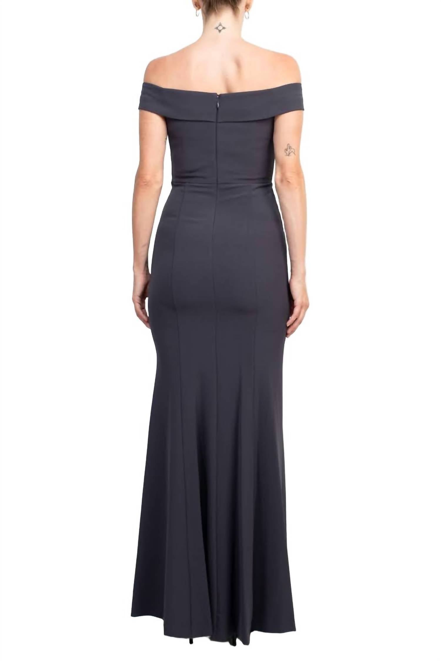Aidan Mattox - Off-shoulder Mermaid Solid Crepe Dress