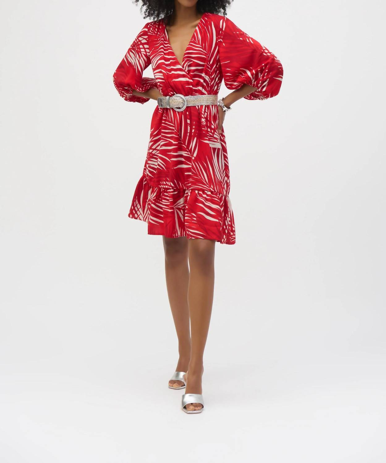 Joseph Ribkoff - Tropical Print Belted Puff Sleeve Sundress