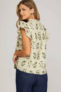 She + Sky - Flutter Sleeve Top