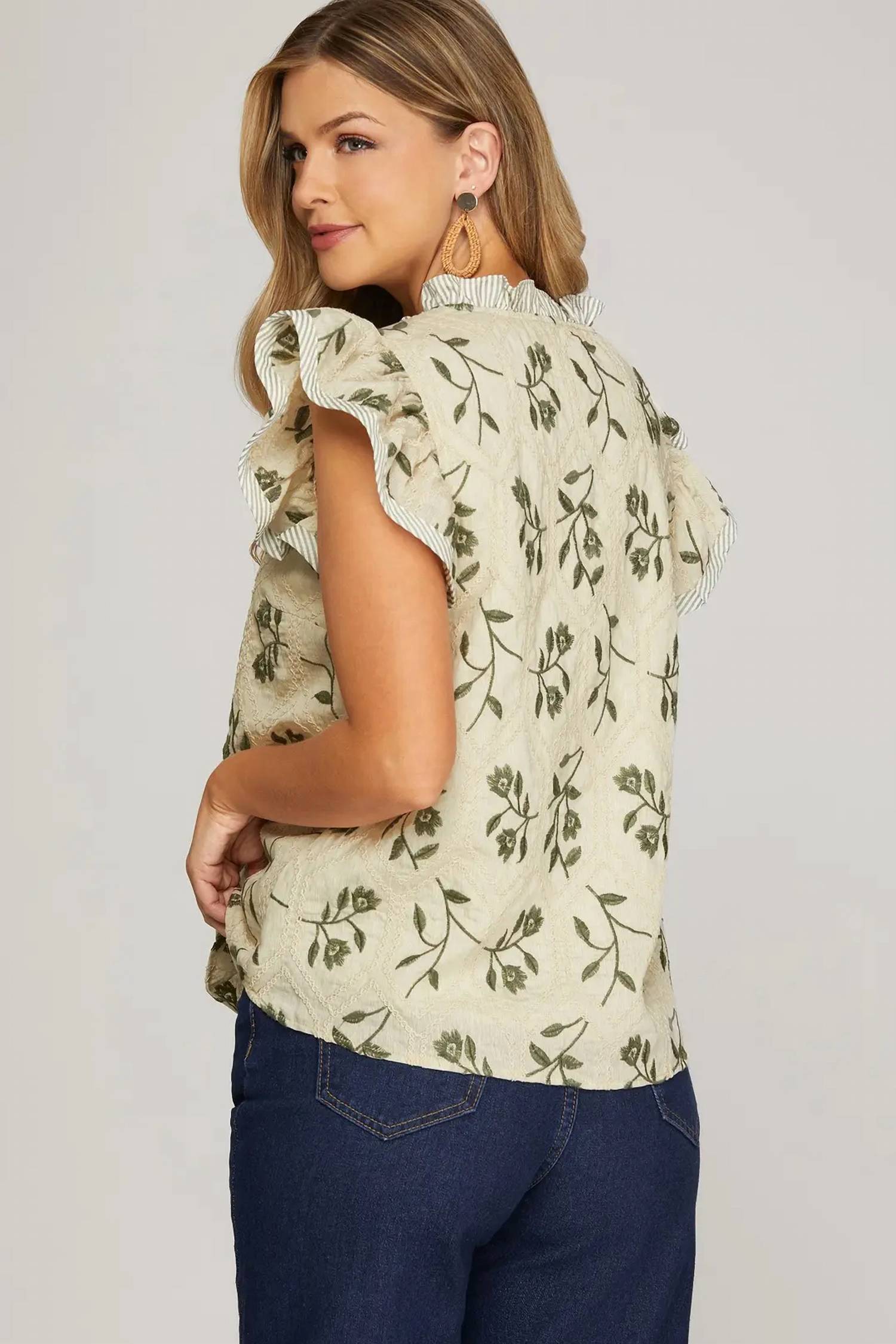 She + Sky - Flutter Sleeve Top