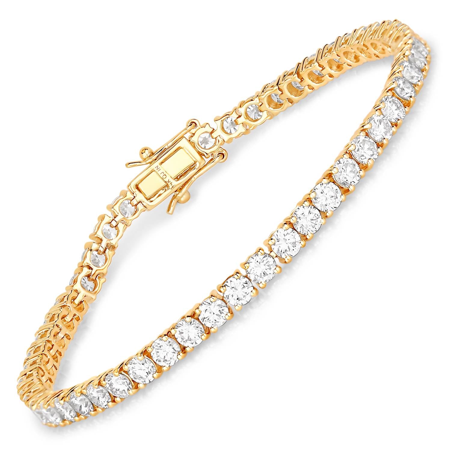 Diana M Jewels Women's Round Lab-Grown Diamond Bracelet (7.00 Ct) - Elegant in 14k yellow gold - women's jewelry